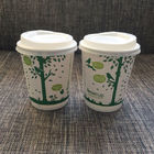 Parede biodegradável e Compostable do café do Pla dos utensílios de mesa dos copos de papel 16oz do dobro com tampas