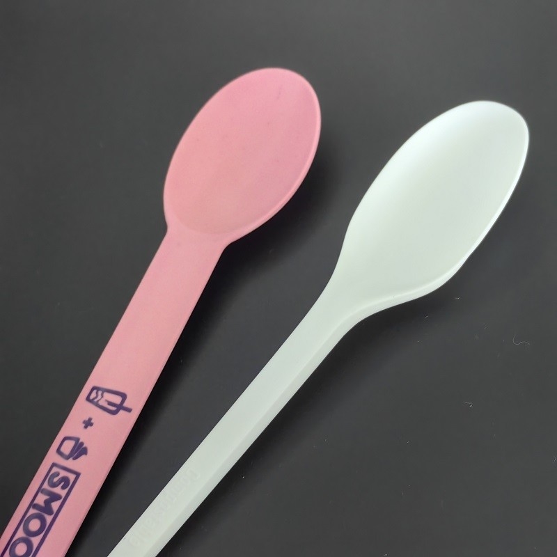 As colheres personalizadas composable do PLA bifurcam-se faca para lojas de gelado