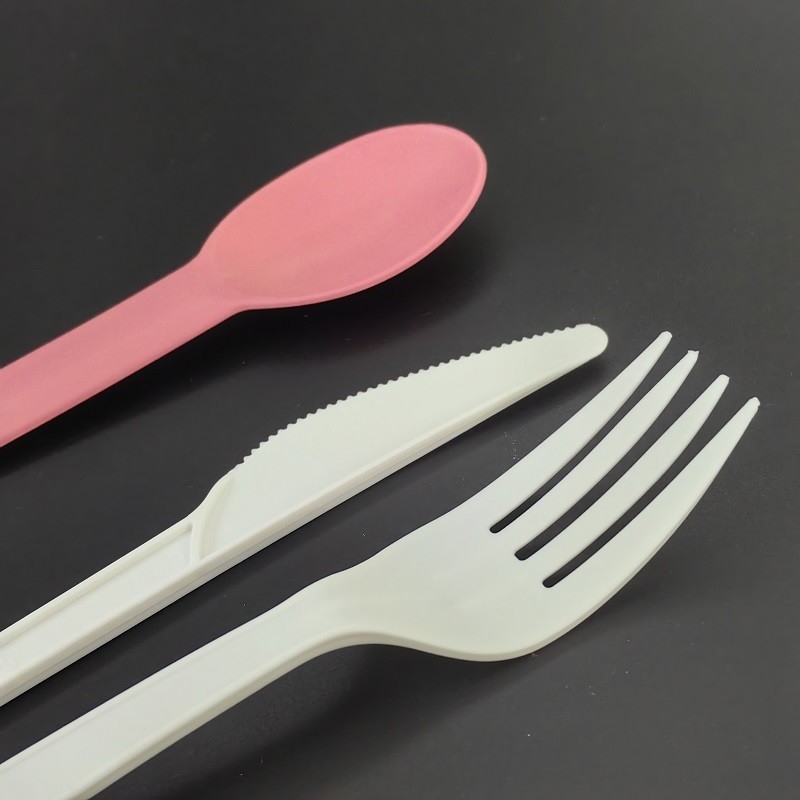 As colheres personalizadas composable do PLA bifurcam-se faca para lojas de gelado