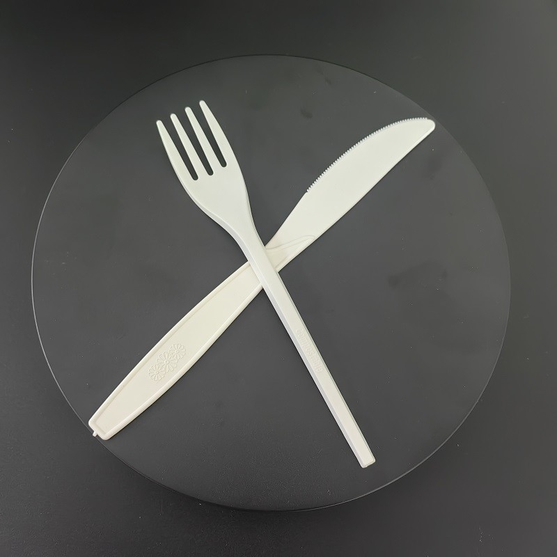 As colheres personalizadas composable do PLA bifurcam-se faca para lojas de gelado
