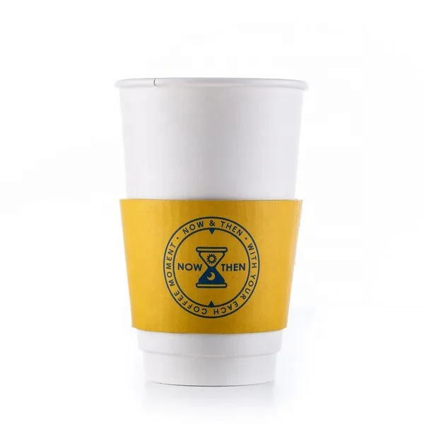 Mão de taça de papel ecológica e acessível com resistência ao calor e design de botão
