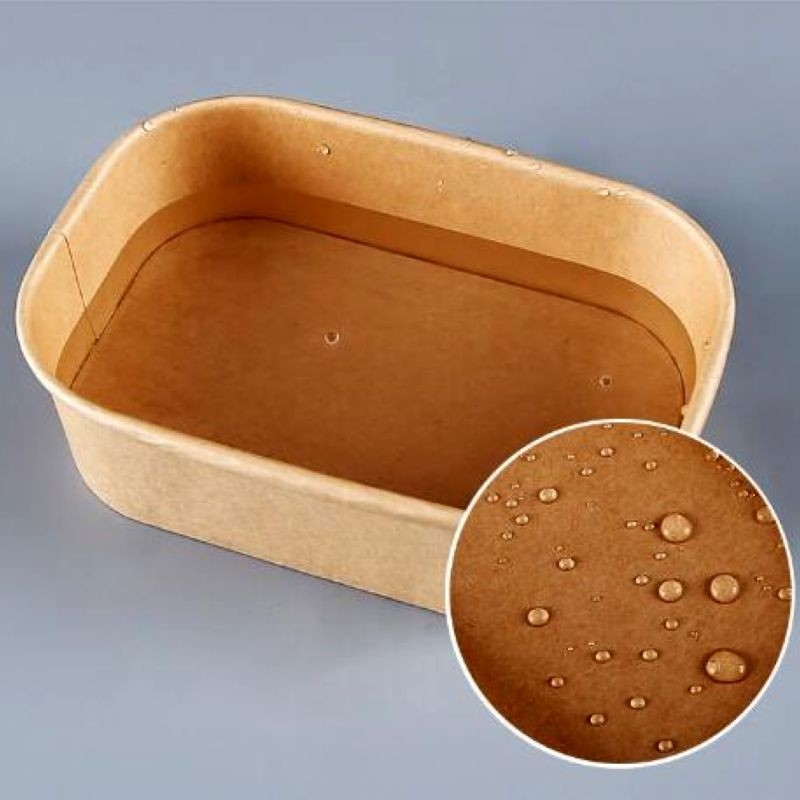 50pc Proof Leak Rectangular Paper Takeaway Box Eco-friendly 32 oz Capacidade (Logo personalizado)