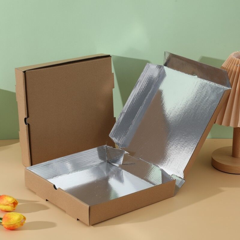 Caixas de pizza ¥ 7, 8, 9, 10, 12 polegadas Caixas descartáveis de embalagem de pizza Kraft, recipientes para pizza de papel de alumínio