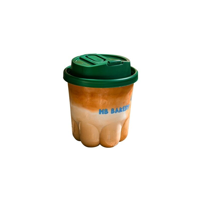 Copo de garra de gato fofinho e criativo Copo de café descartável com tampa Transparente High Beauty Cold Drink Milk Tea Cup