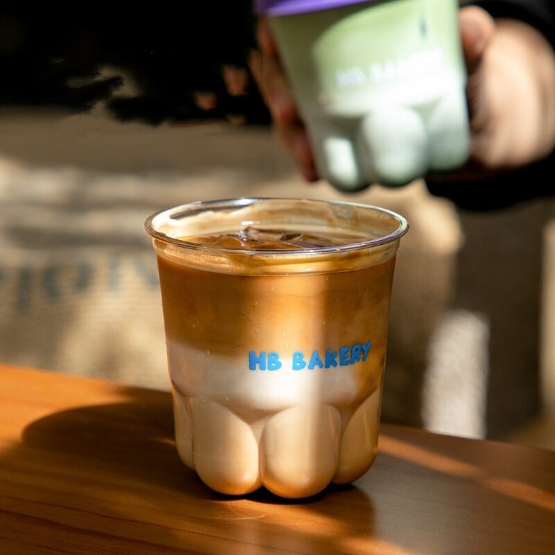 Copo de garra de gato fofinho e criativo Copo de café descartável com tampa Transparente High Beauty Cold Drink Milk Tea Cup