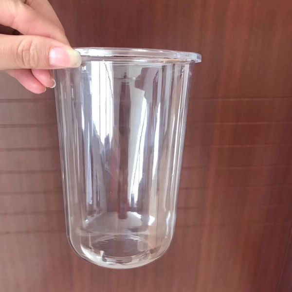 O logotipo imprimiu a forma congelada descartável dos copos de café 500ml U com resistência do odor das tampas
