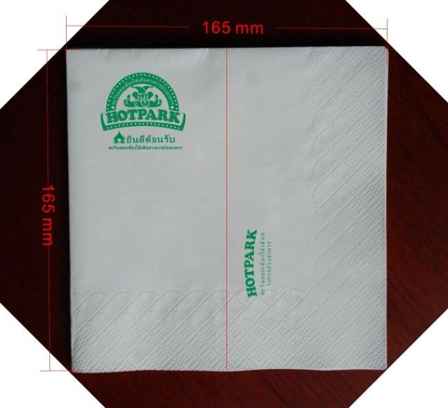 Lenço de papel do guardanapo do café com polpa do Virgin Gsm/M2 do restaurante 15-25 do papel do logotipo