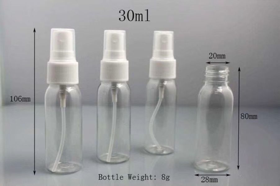 Garrafa de água vazia do pulverizador do animal de estimação, garrafa fina do pulverizador da névoa 30 Ml 50 Ml 100 Ml