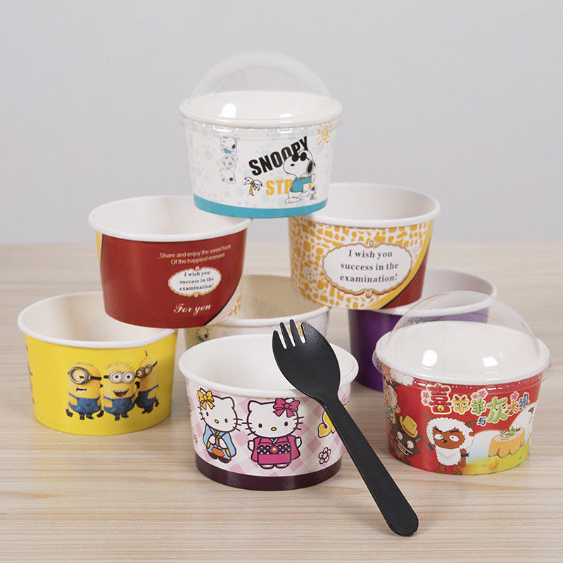 Bacia de papel personalizada do gelado de Logo Ice Cream Paper Cup FDA para restaurantes